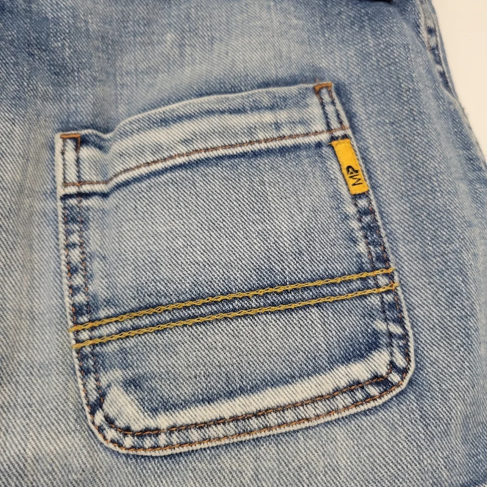 RARE Vintage Y2K Blue Mid Wash Denim‎ Mini Micro Skirt Low Rise 30